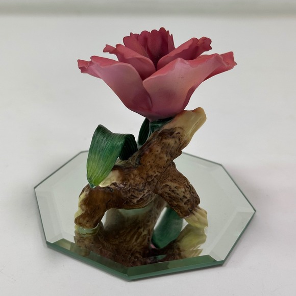 Reflections in Bloom Porcelain Rose Figurine on Mirrored Base 1999 Cosmos - Picture 6 of 7